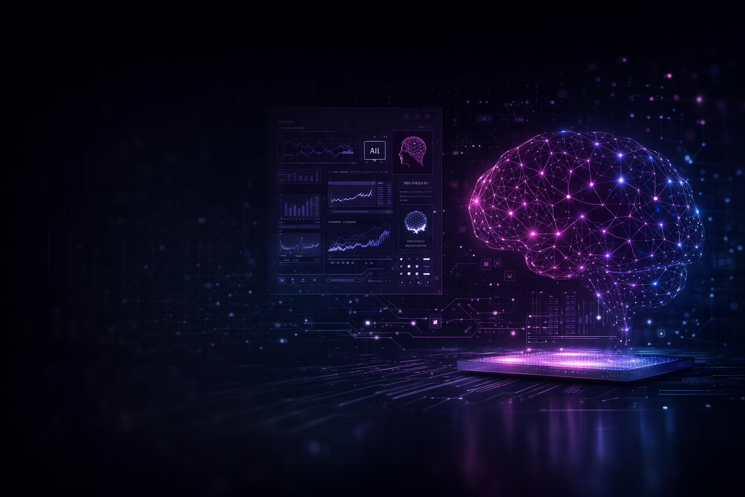 Diploma of Artificial Intelligence concept with machine learning interface, neural networks and digital data systems in a modern tech environment