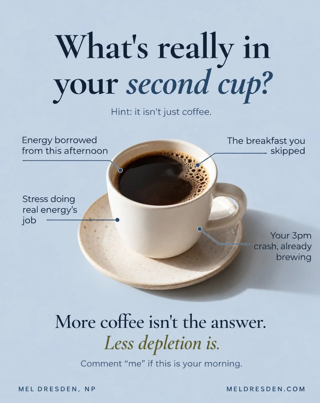 Coffee at 7. Another at 10. A wall at 3pm. ☕️

For many of the professional women I work with, this is a normal workday. It&rsquo;s so normal that nobody questions it anymore.

That second cup is rarely about caffeine. It&rsquo;s covering a skipped b
