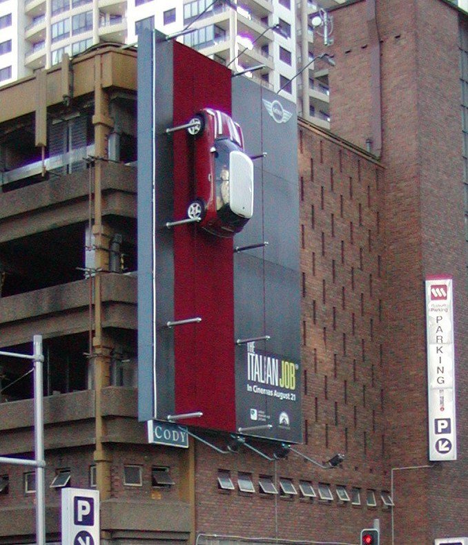 The second of the 3D installations - this featured at the premiere of the film ‘The Italian Job’. Note the 3D bollards for the 3D car.