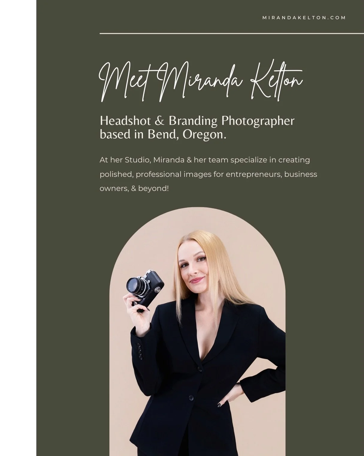 Meet Miranda Kelton, a Headshot &amp; Brand Photographer based in Bend, Oregon! 📸

At her Studio, Miranda &amp; her team specialize in creating polished, professional images for entrepreneurs, business owners, &amp; beyond. 

Known for her personali