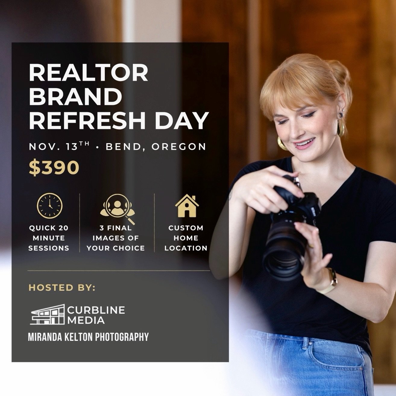 We've got something new &amp; exciting for our Central Oregon Realtors! 🏠 📸

Miranda Kelton (@mirandakeltonphoto) &amp; Greg Jackson (@curblinemedia) have partnered to offer local Realtors a quick, 20-minute portrait session designed to fit easily 