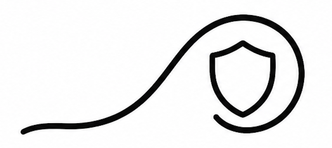 Geometric drawing of an outline square with sections divided by vertical, horizontal, and diagonal lines.