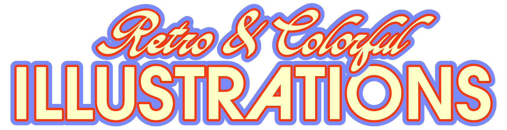 Texte en color rétro et coloré noir, rouge, blanc, bleu, beige.