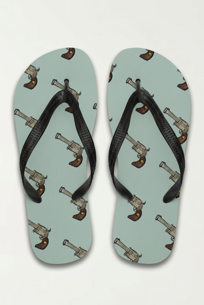 El Pistola Flip Flops – Bold Graphic Rubber Flip Flops