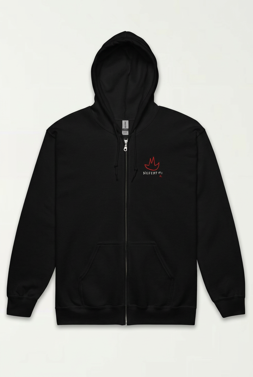 Nefertiti Embroidered Zip Hoodie – Heavy Blend Unisex Fleece
