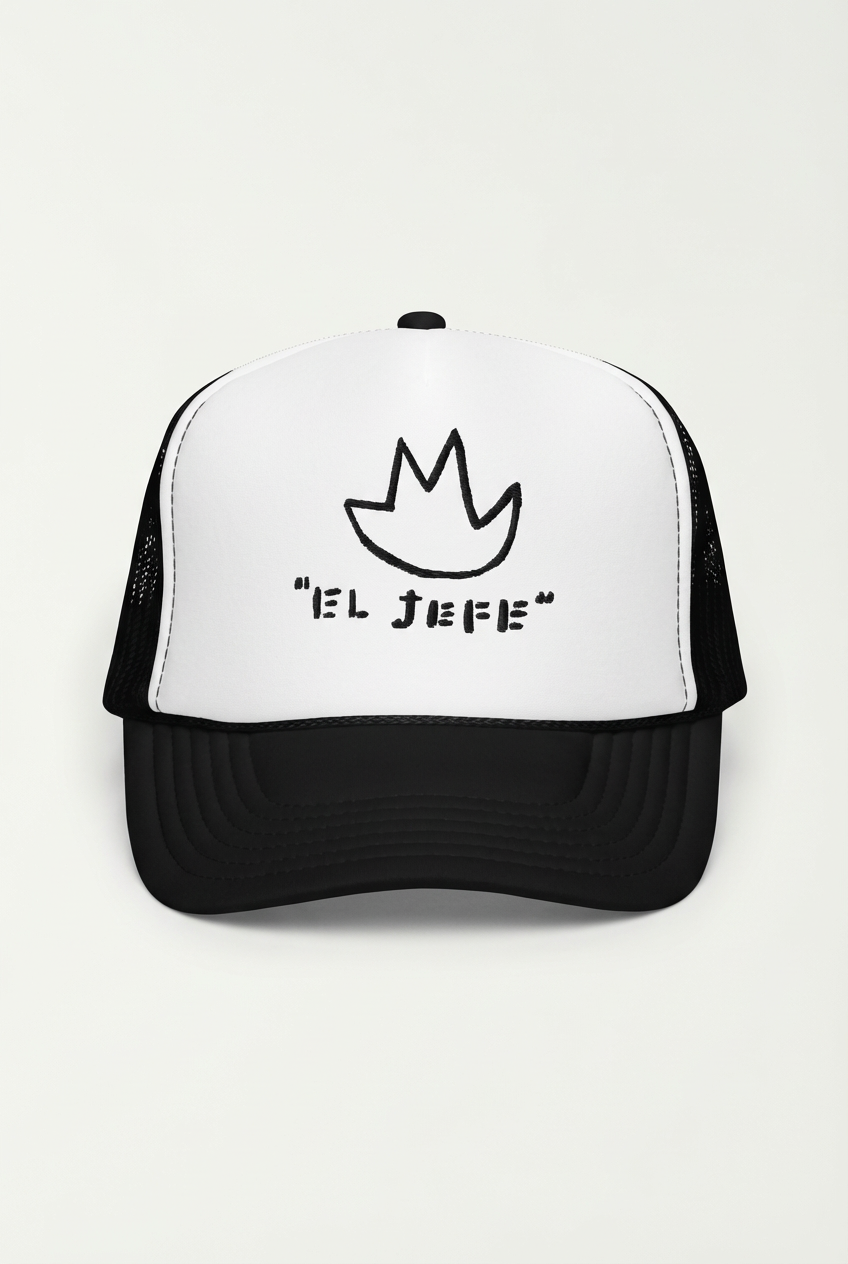 El Jefe Embroidered Foam Trucker Hat – Bold Graphic Mesh Cap