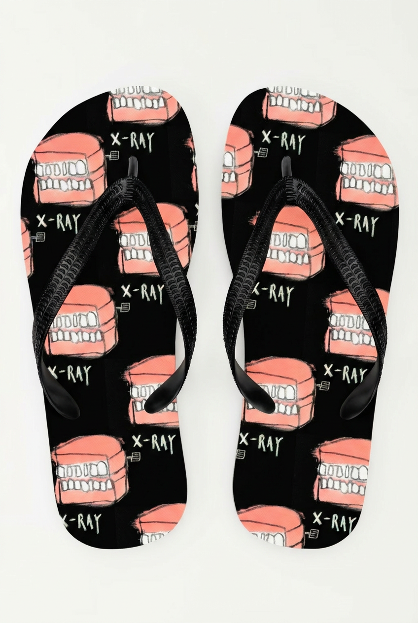 Chompers Flip Flops – Teeth Graphic Rubber Sandals