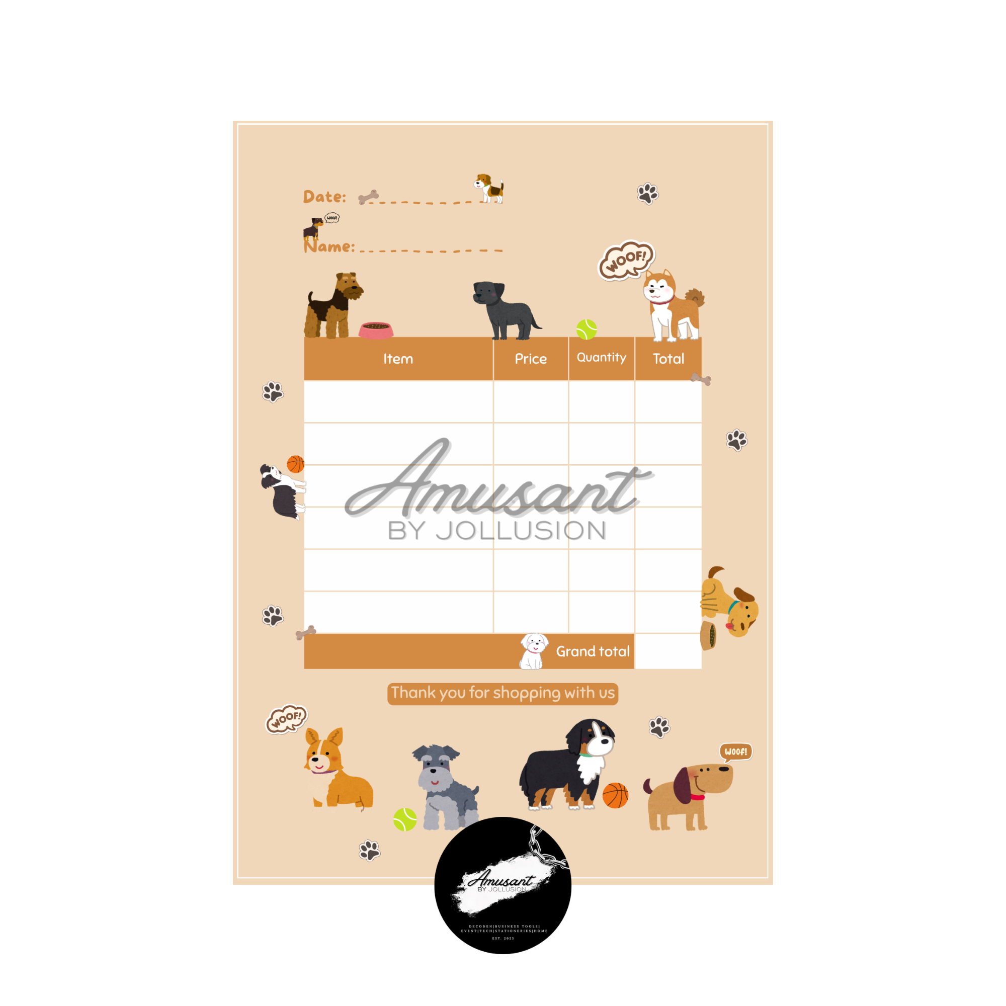 A6 Receipt - Woof galore (Mix and match)