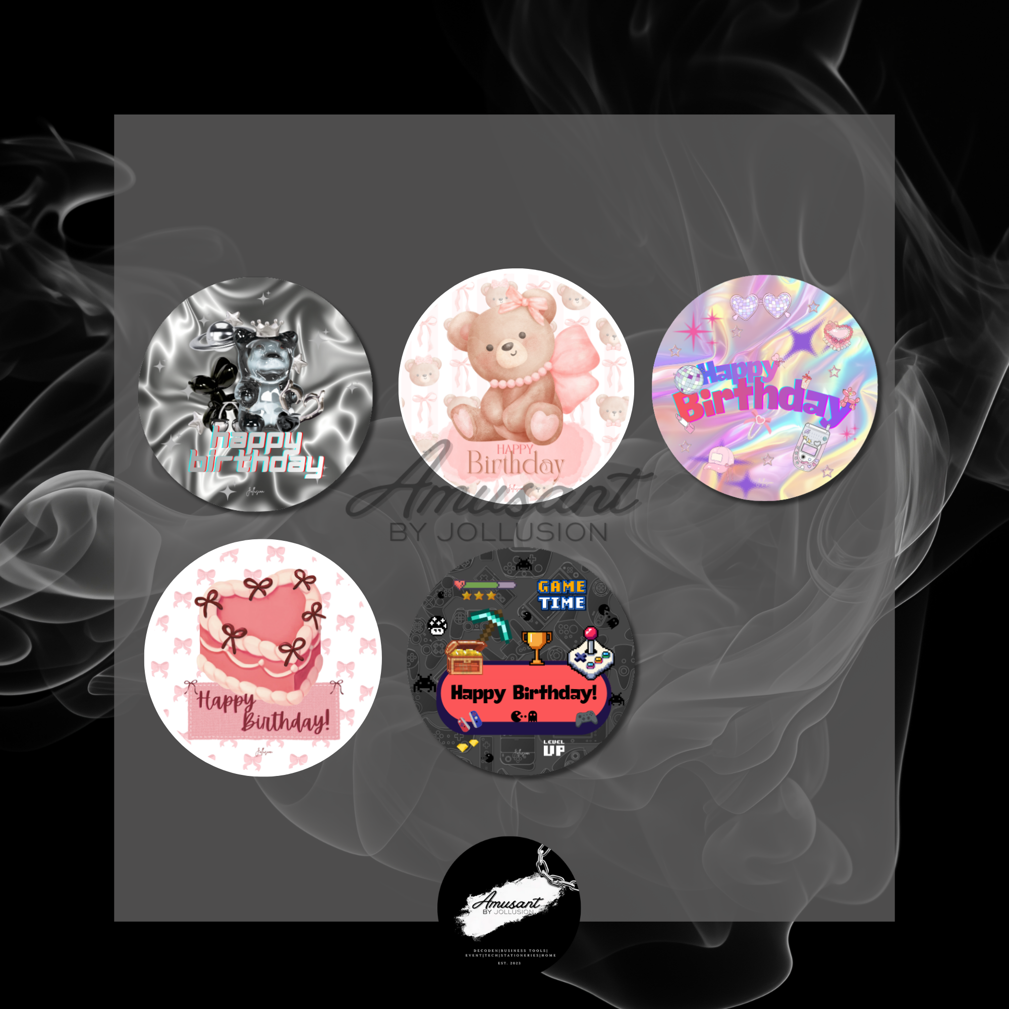 Birthday stickers 5x5cm