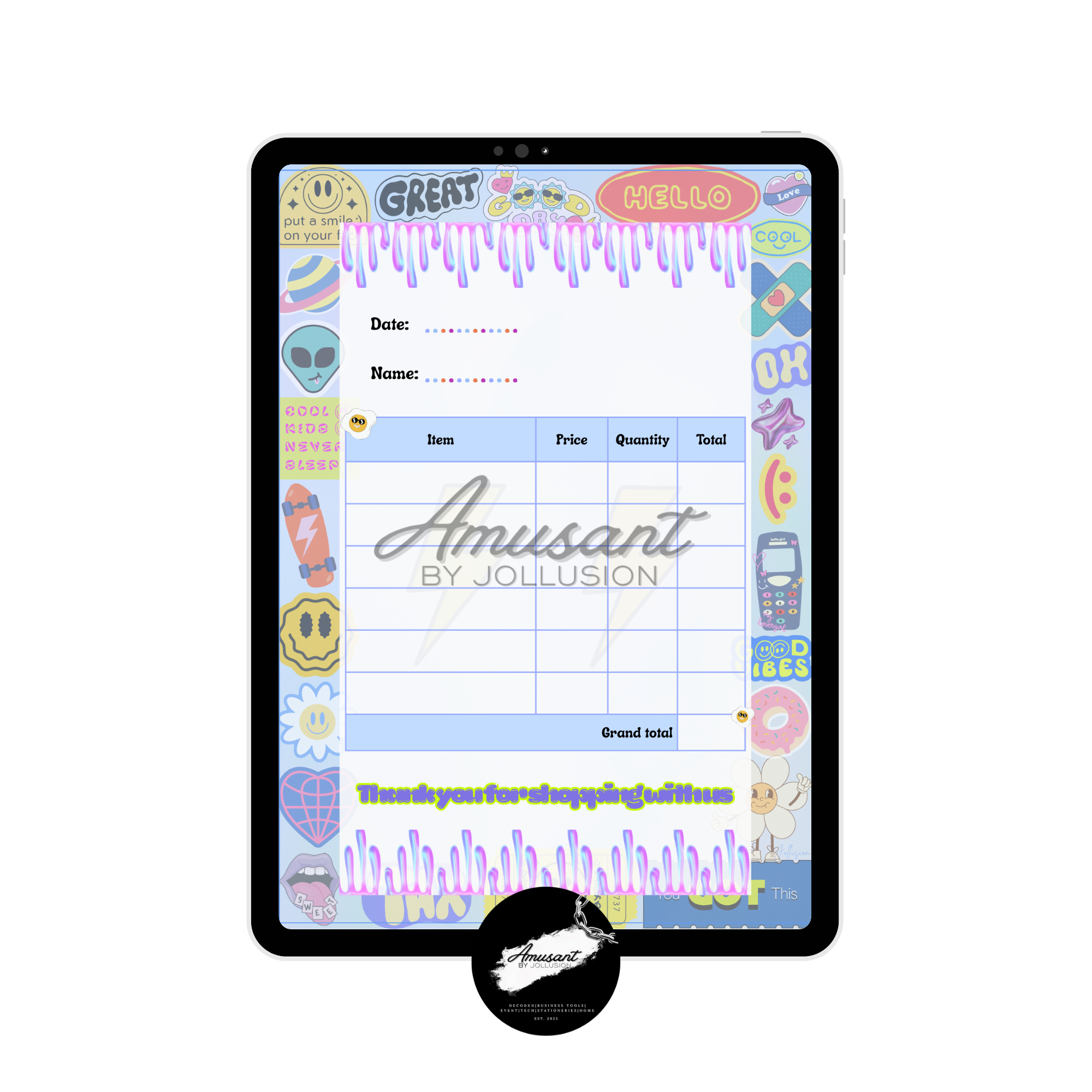 A6 receipt - Wiggly Y2K (SOFT COPY)