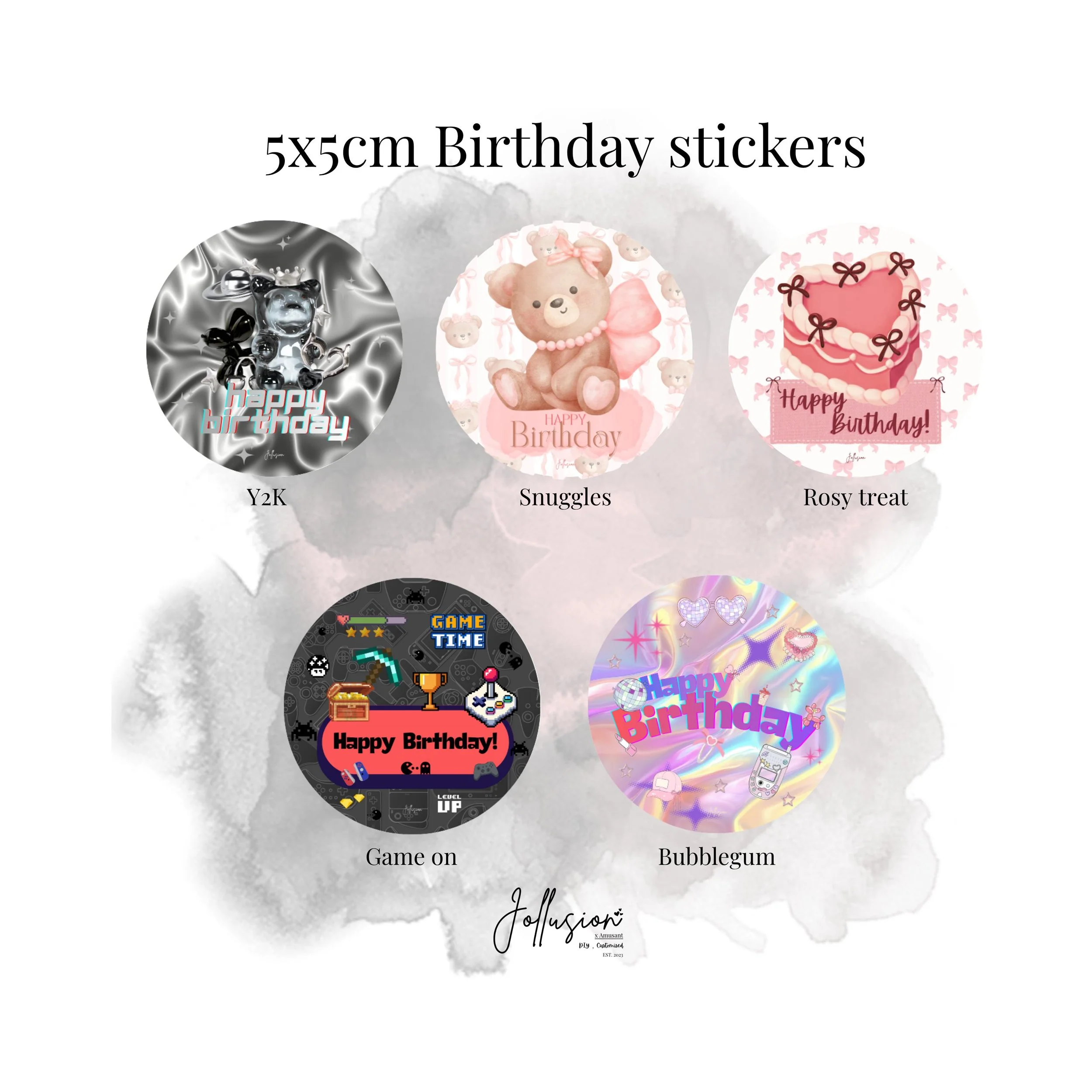 Birthday stickers 5x5cm