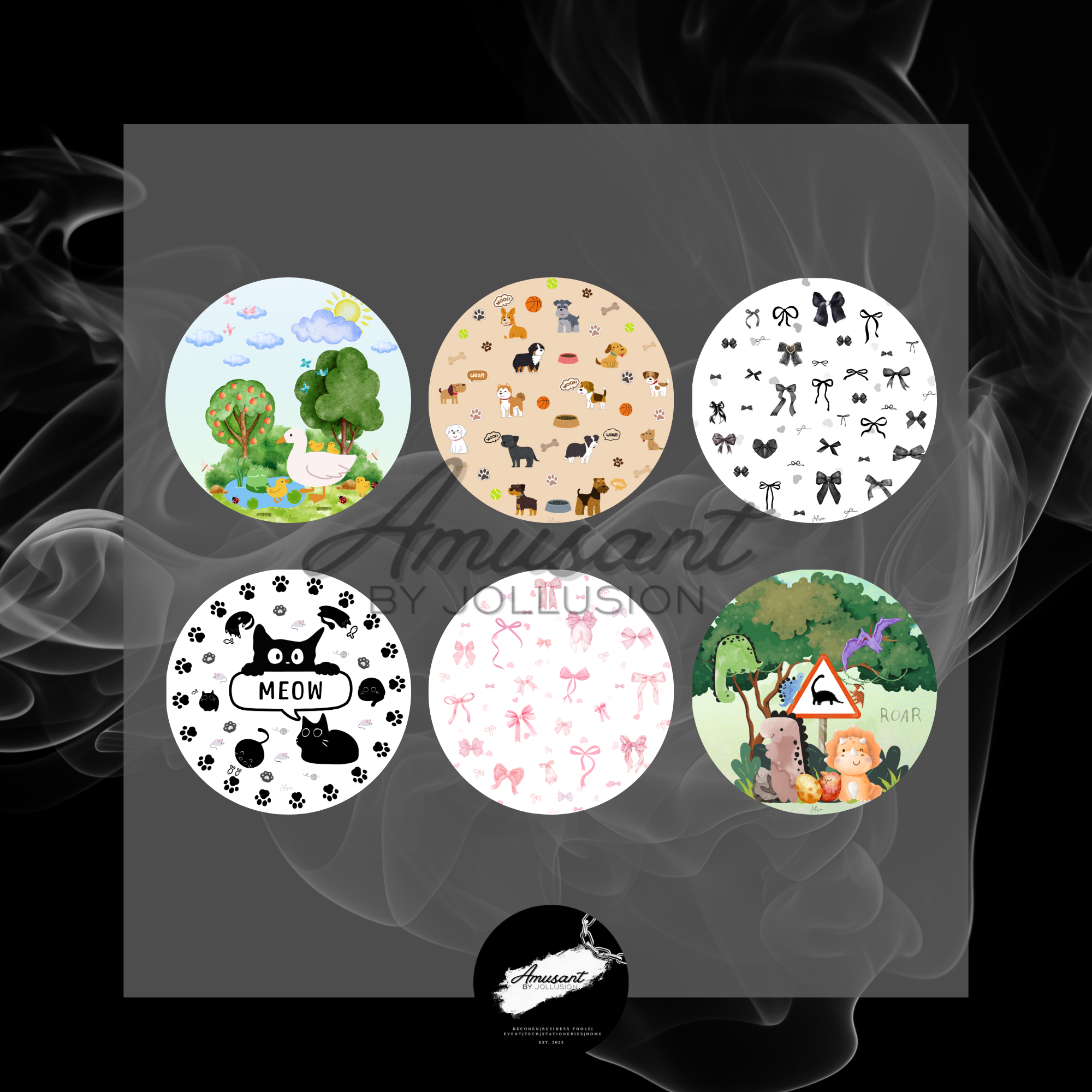 Ceramic coasters Vol. 1 (with wooden base) (packed in brown paper wrapper)