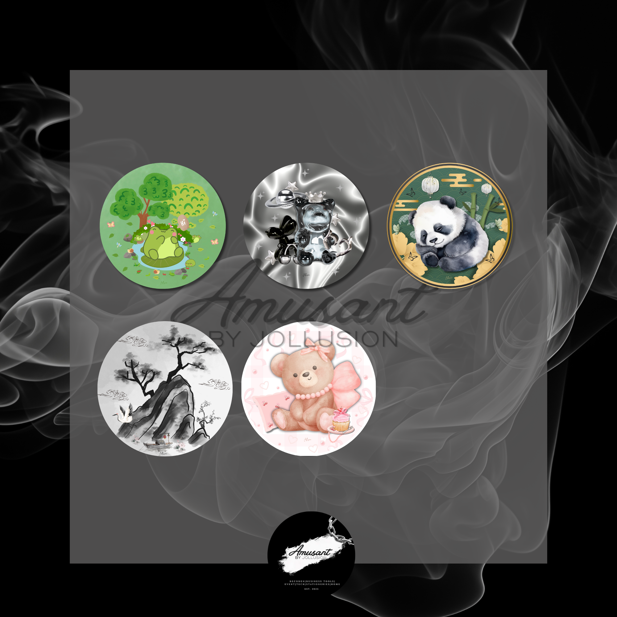 Ceramic coasters vol 2 (with wooden base)  (packed in brown paper wrapper)