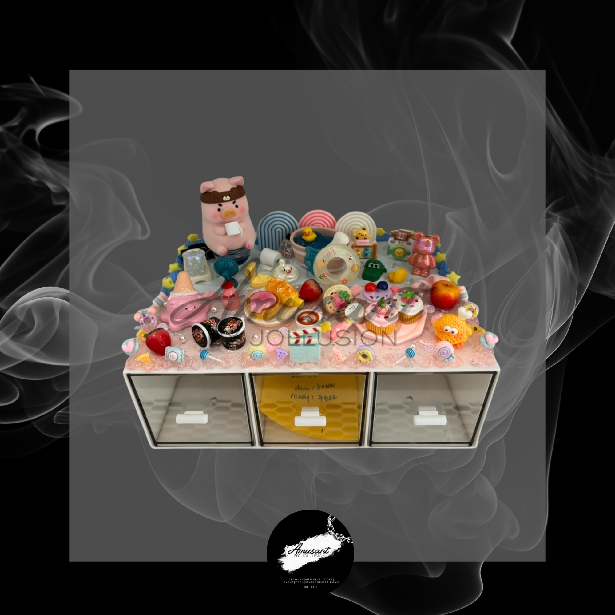 Horizontal organiser with 1 or 3 drawer(s)