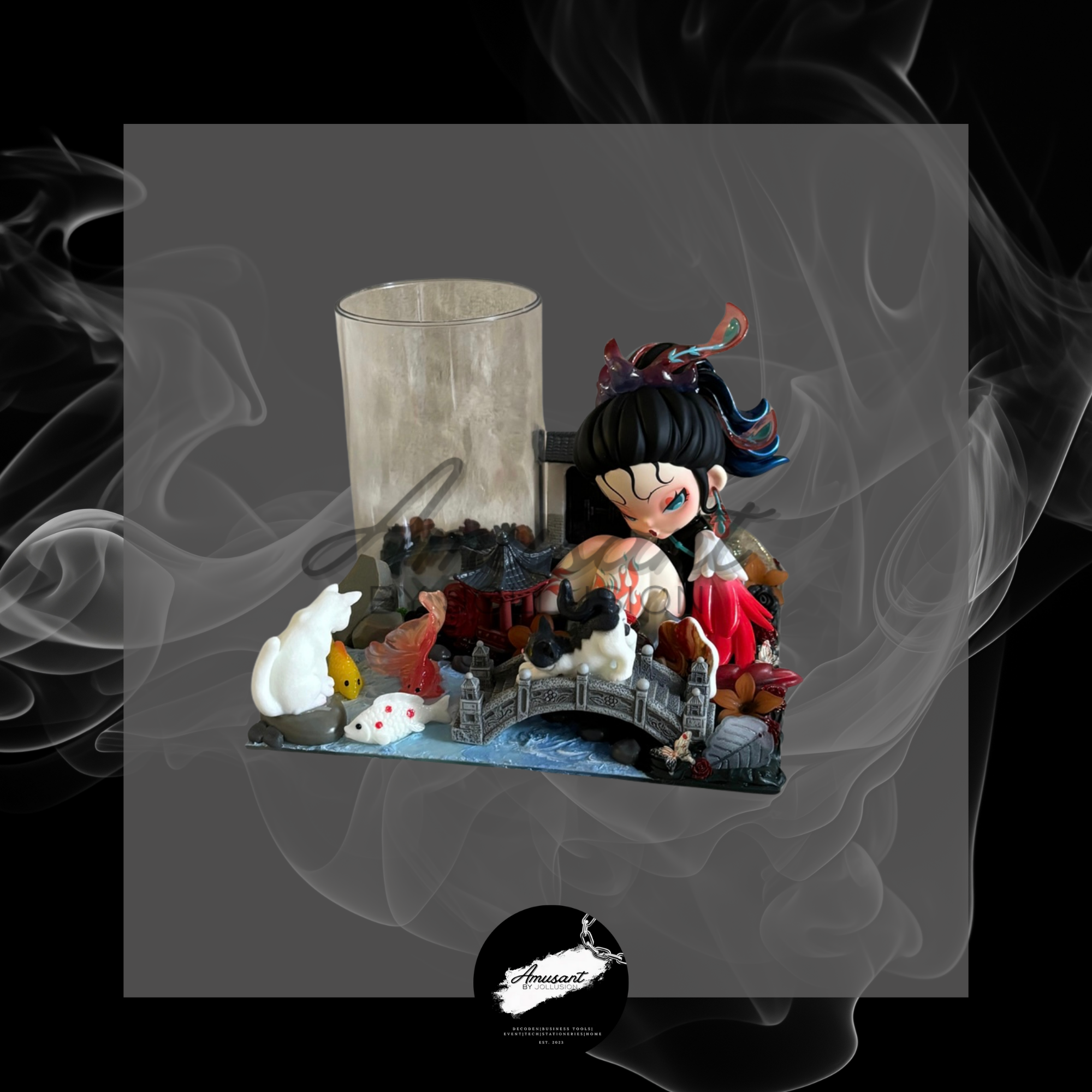 Phone round stand with lamp or holder