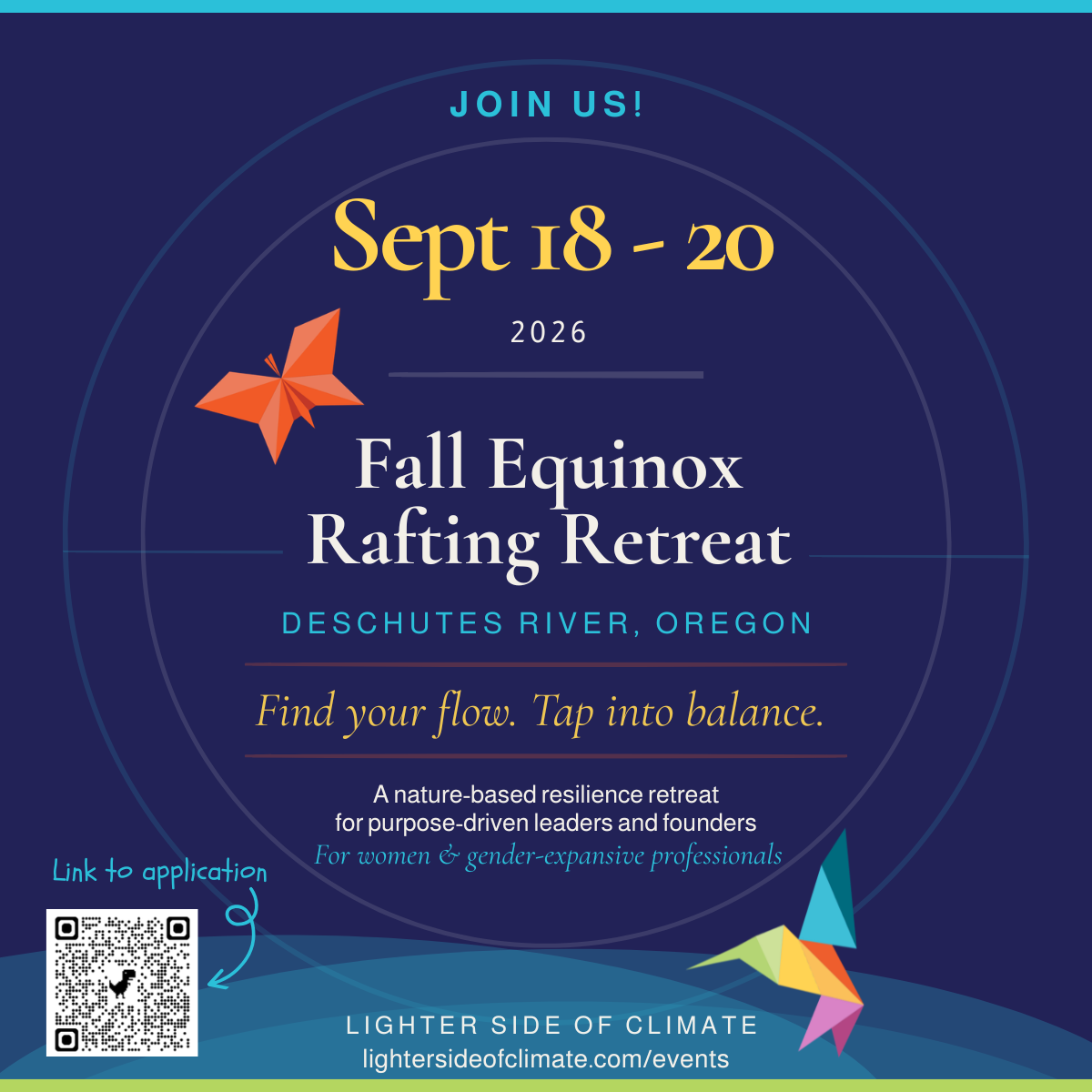 flyer about fall equinox rafting retreat