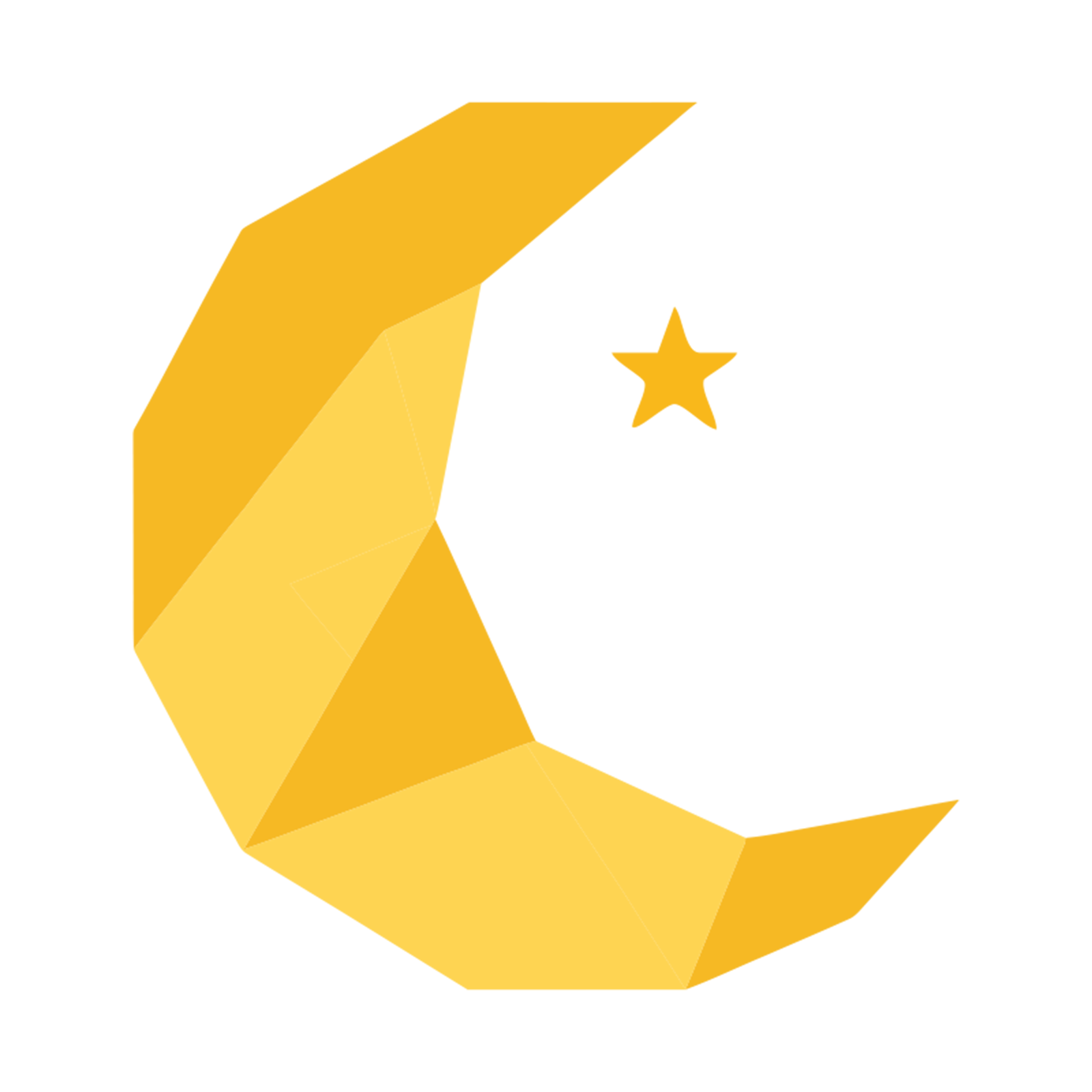 yellow origami moon with star