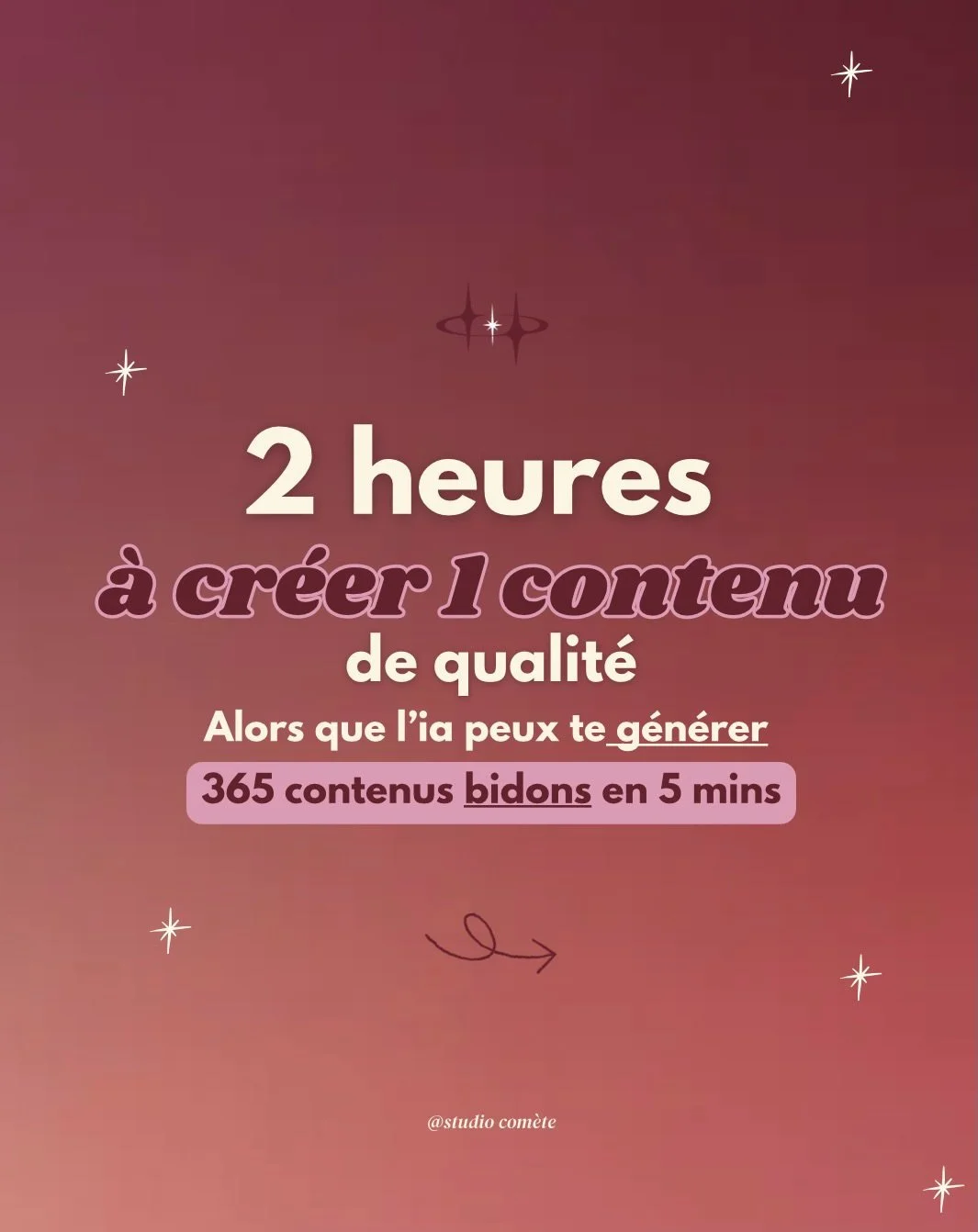 la r&eacute;alit&eacute; de la cr&eacute;ation de contenu c&rsquo;est pas du tout ce qu&rsquo;on pense. On se fait bombarder de partout avec des nouvelle solution IA qui te cr&eacute;e 1 an de contenu en 1 minute et toi t&rsquo;es a c&ocirc;t&eacute;