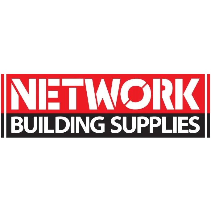Logo for Network Building Supplies with bold red, black, and white colors.