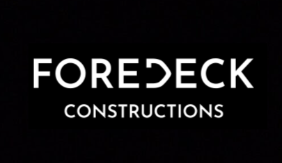 Foredeck Constructions logo on a black background.