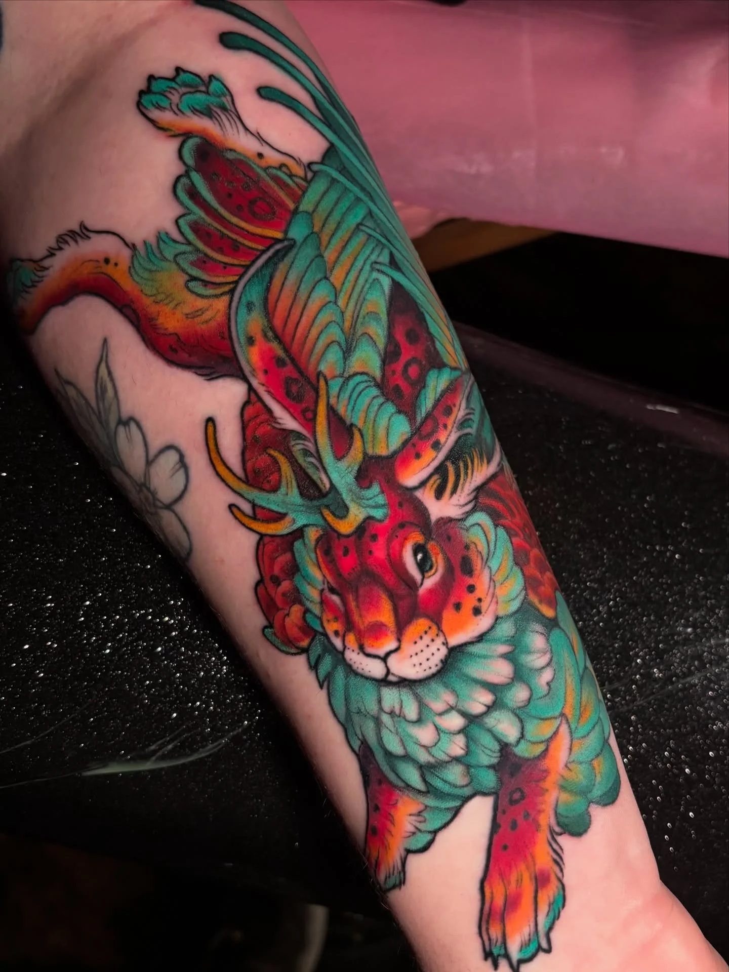 Wolpertinger 🐰 🦅 🦌 🐿️ 

Thank you so much again @pedxing713 🫶
.
.
.
.
#milwaukee #tattoo #rabbittattoo #wolpertinger #fantasy