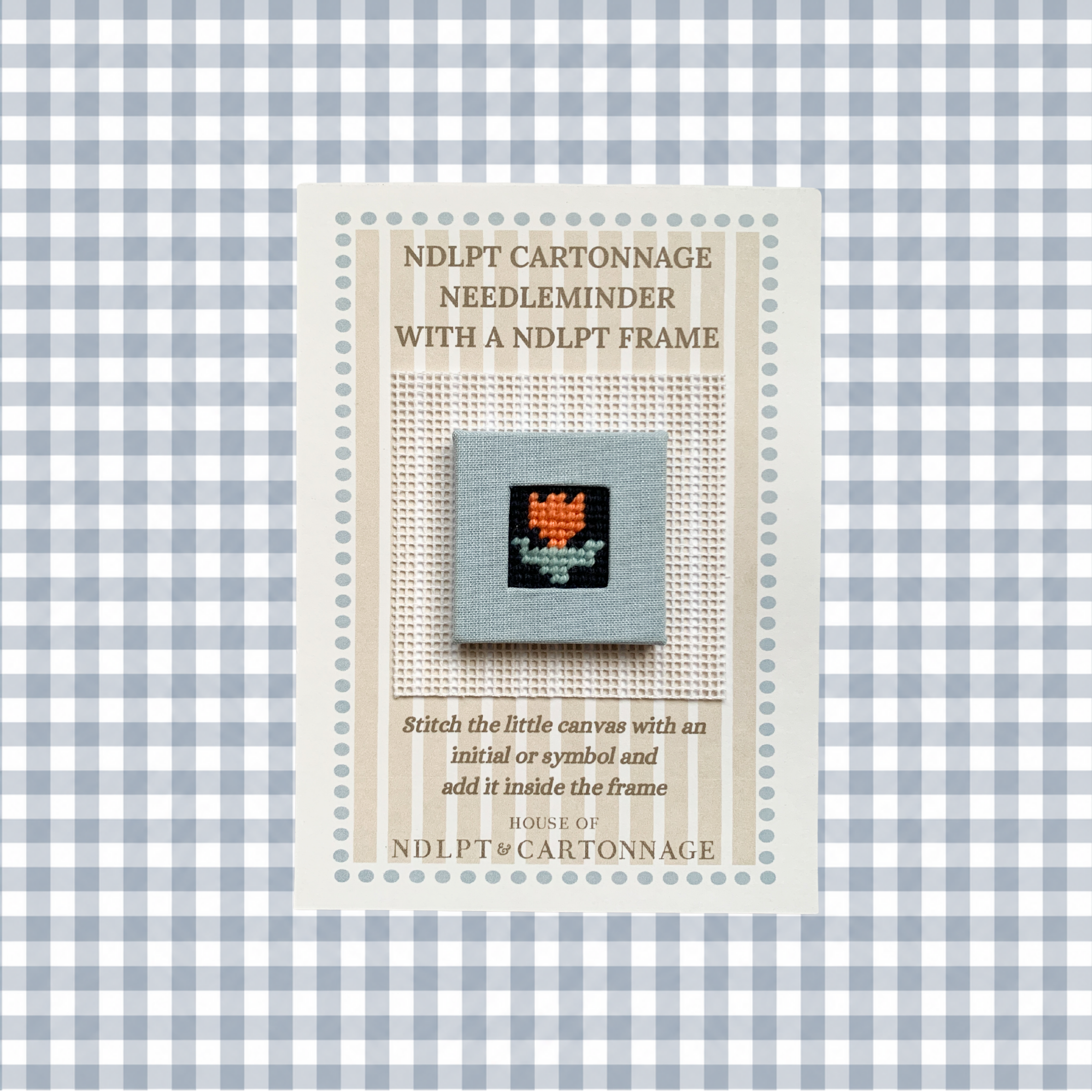 NDLPT Cartonnage Needleminder with a NDLPT Frame