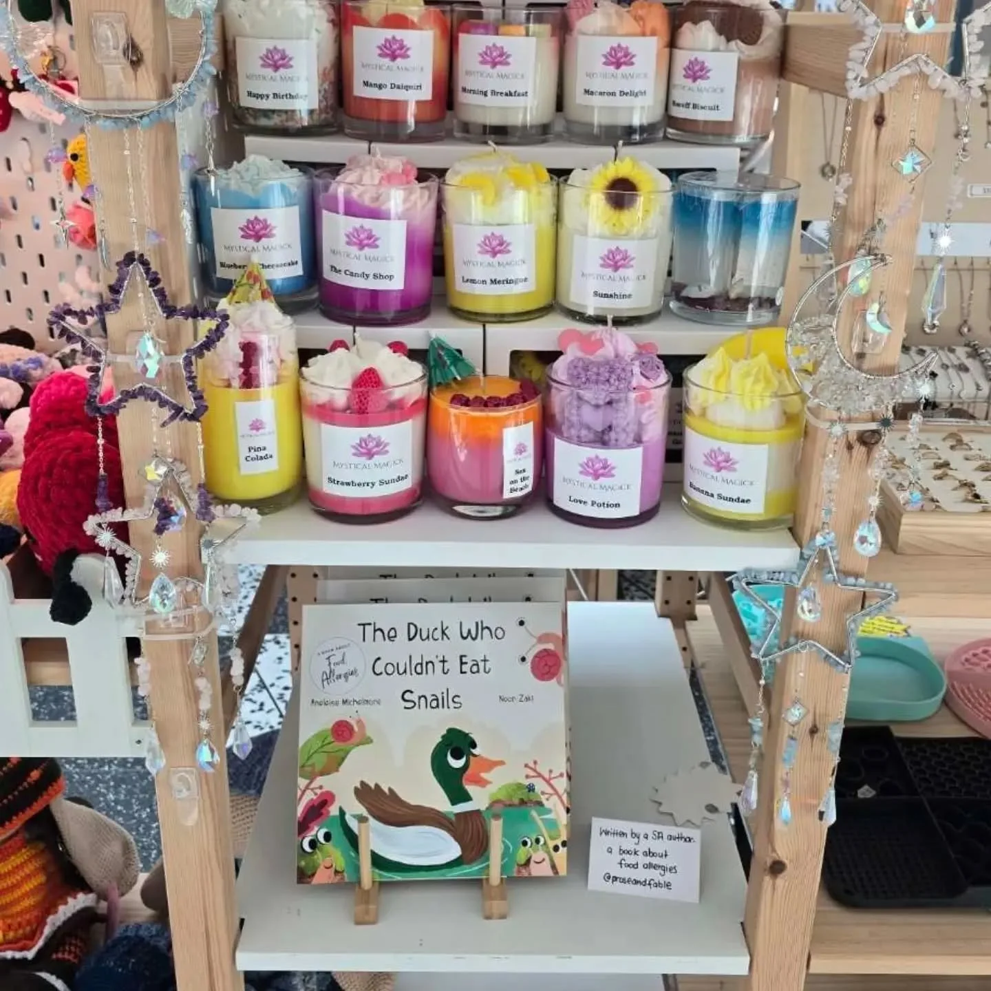 You can find The Duck Who Couldn't Eat Snails in Colonnades at @justcandi_co 🩷

This week it is featured alongside @mystical_magick__ beautiful candles!!

I always love supporting local where I can and Collectives like this show case so much local t