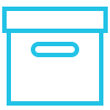 Simple drawing of an open cardboard box with a lid on top.