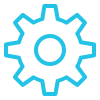 A stylized blue gear icon.