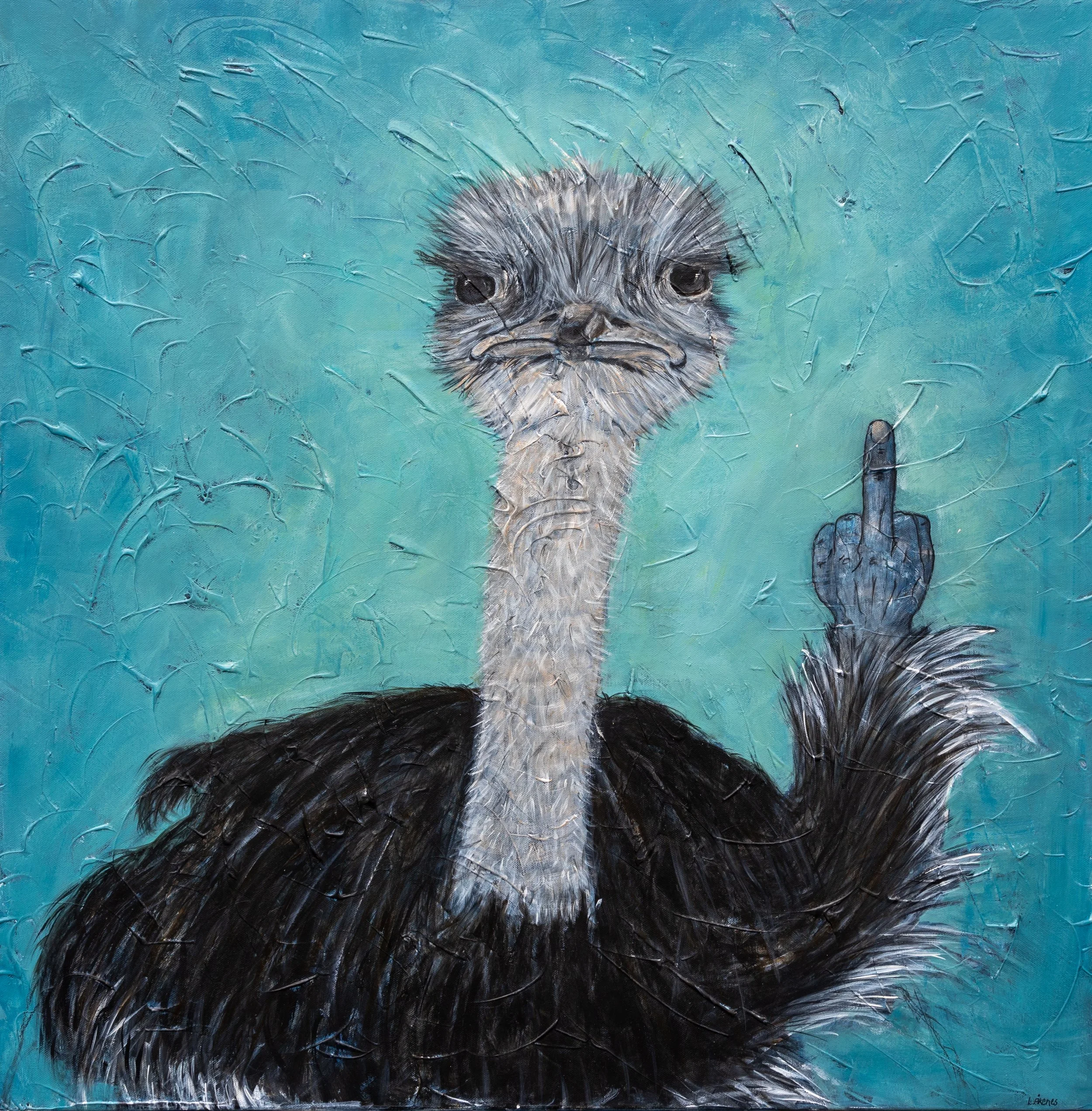 Strutsen Giclèe trykk str 60x60 cm 3000kr