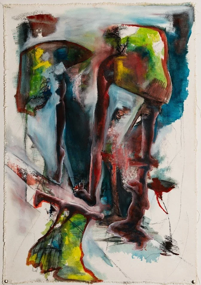 Der Auftakt,
Kohle und Öl auf Leinwand,
73cm x 50cm,
2024