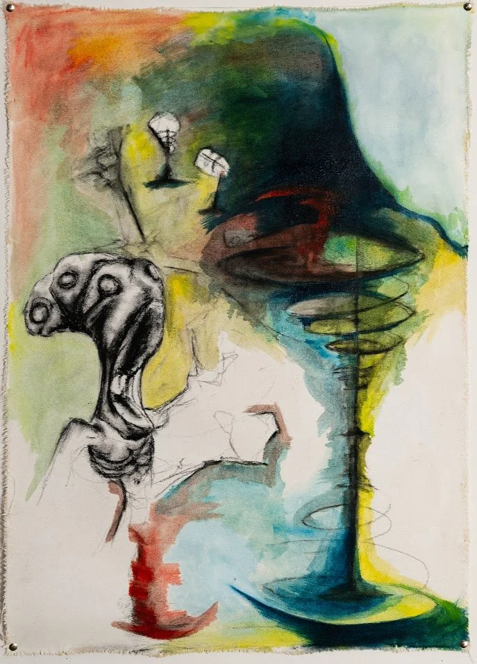 The Great Gig In The Sky,
Kohle und Öl auf Leinwand,
76cm x 54cm,
2024