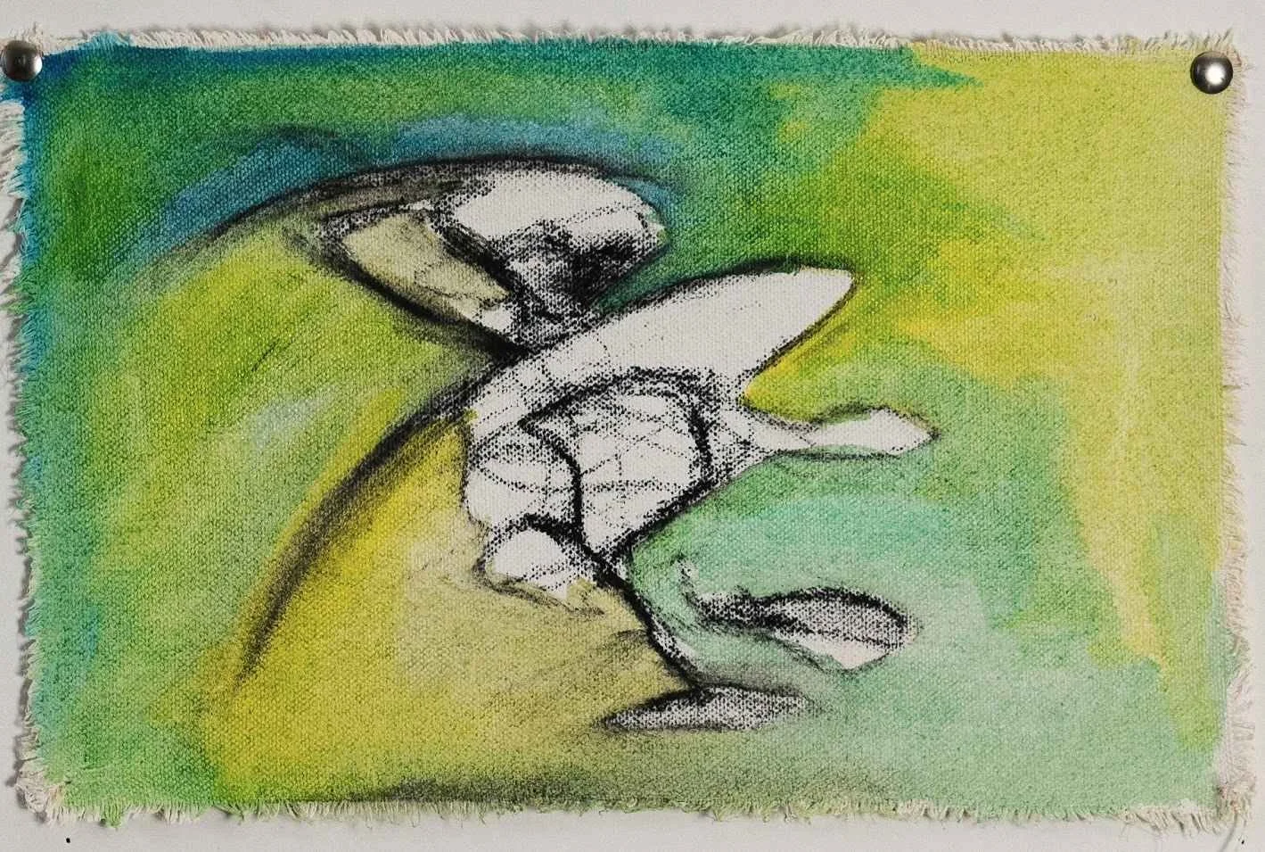 Brainless,
Kohle und Öl auf Leinwand,
17cm x 28cm,
2024