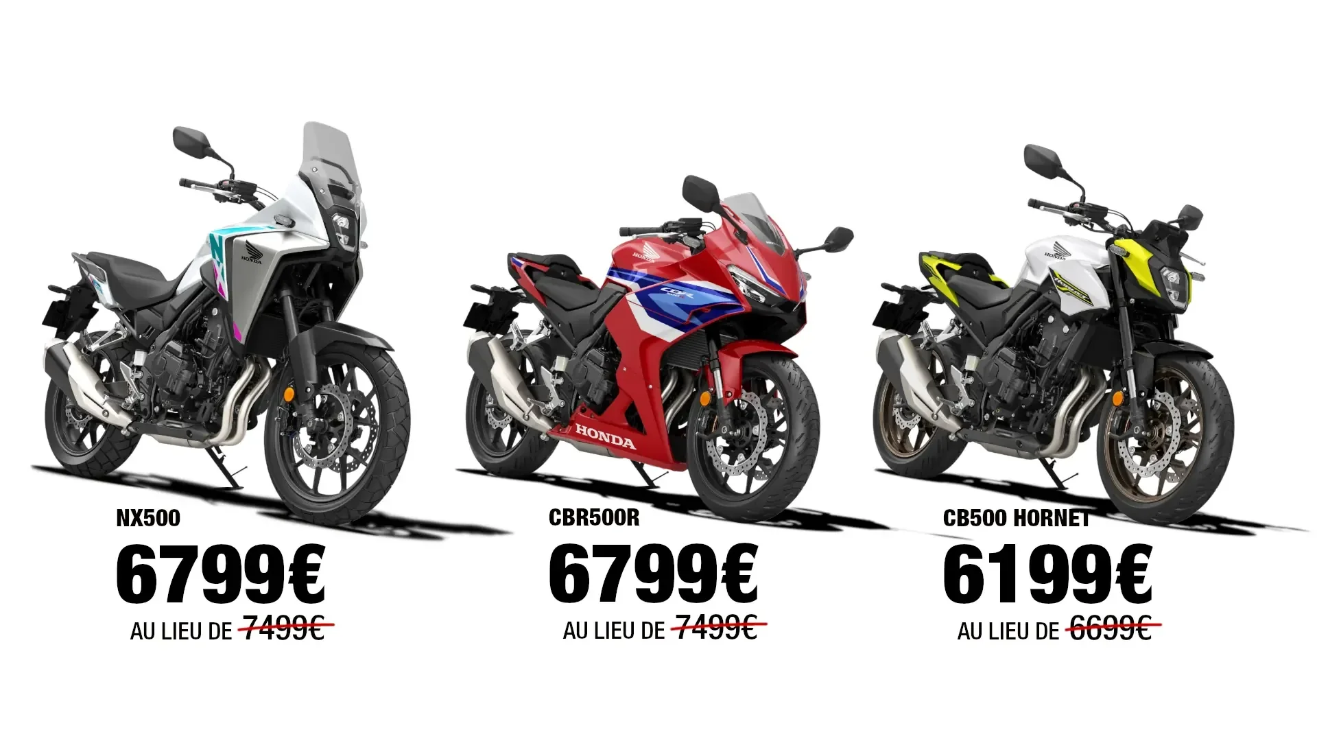 Trail Honda NX500, sportive CBR500R et roadster CB500 Hornet accessible dès 6199€ à paris chez Japauto Moto
