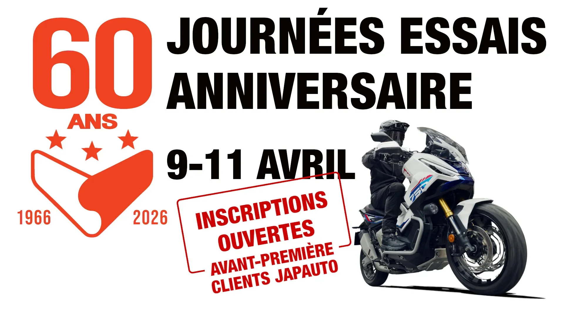 Journées Essais moto et scooter Anniversaire Japauto Honda à Paris les 9,10 et 11 avril 2026