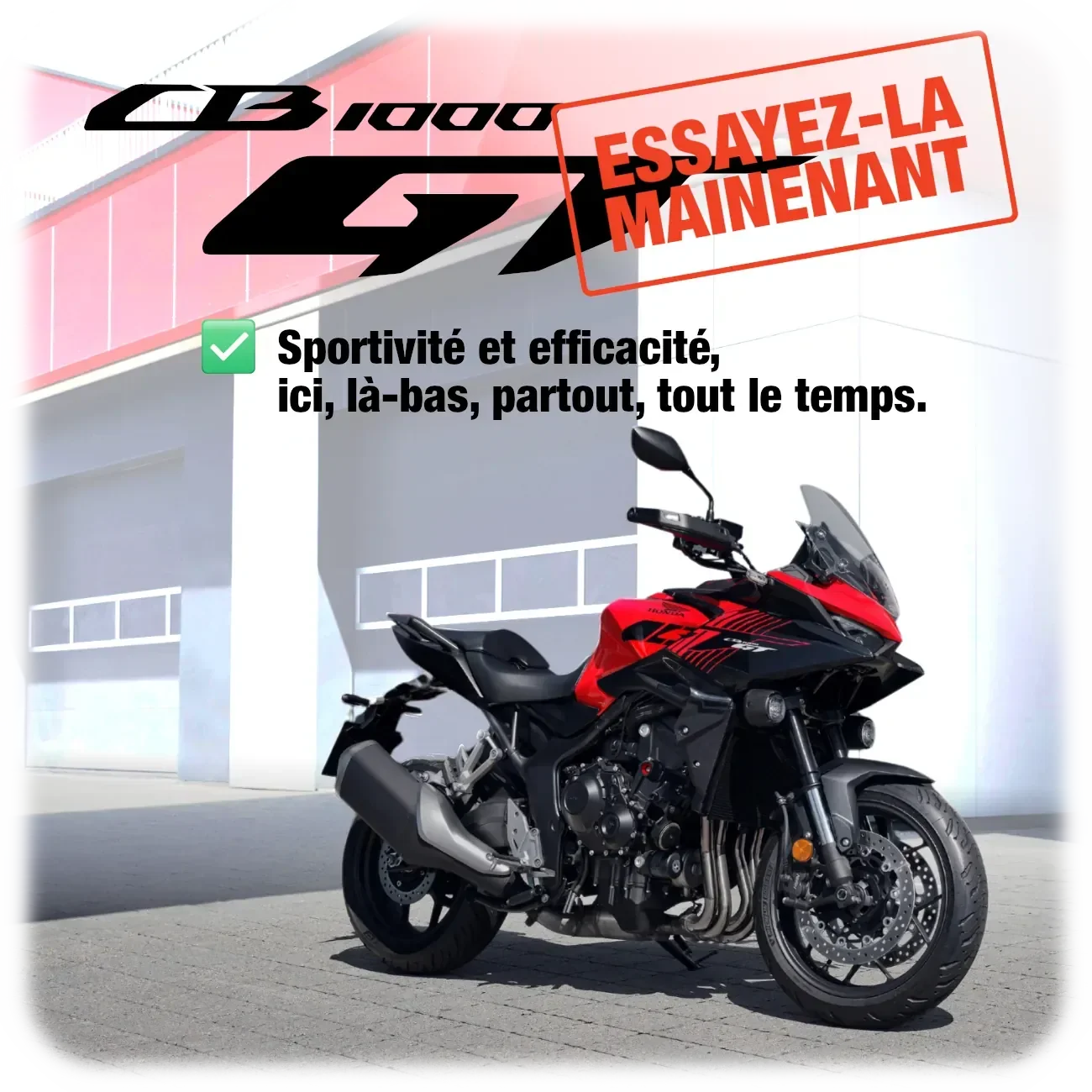 Photo d'une Honda CB1000GT Rouge vue de trois-quart