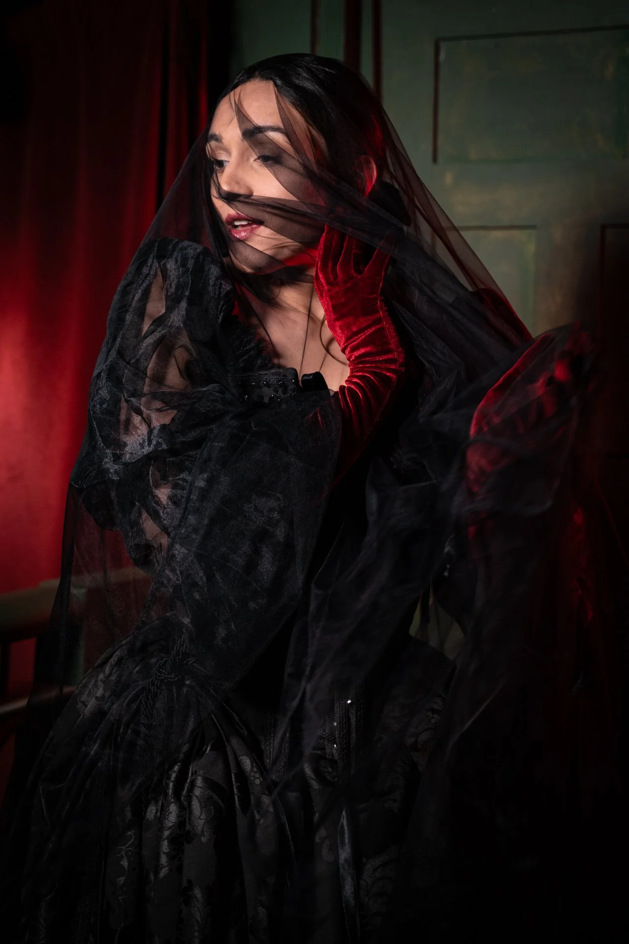 Diana Salles wearing Prangsta costumes, photographed backstage at The Secret Society of Cabaret's show, 'A Bohemian Dream' at the Emerald Theatre, 2025