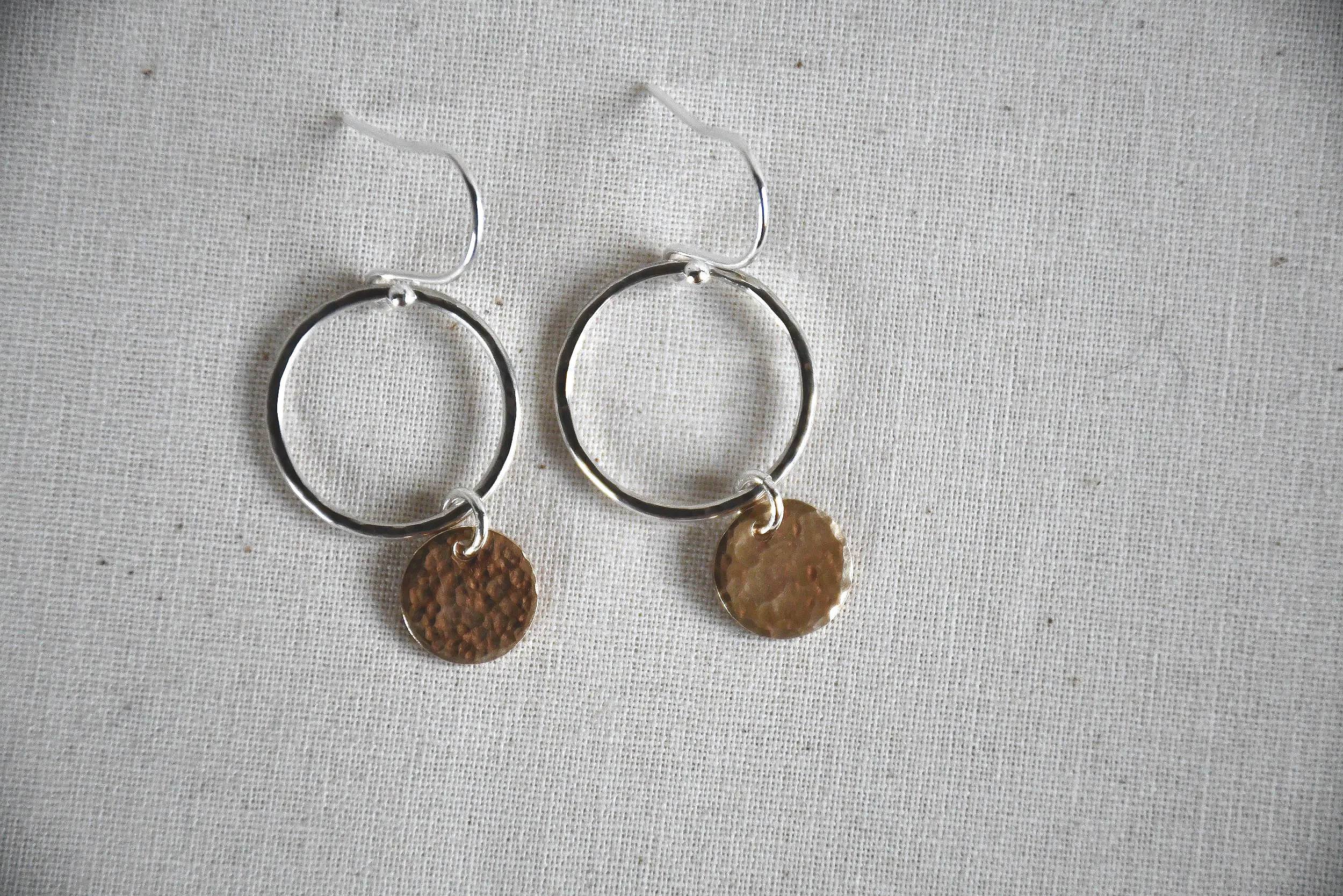 Silver and Gold Circle Earrings