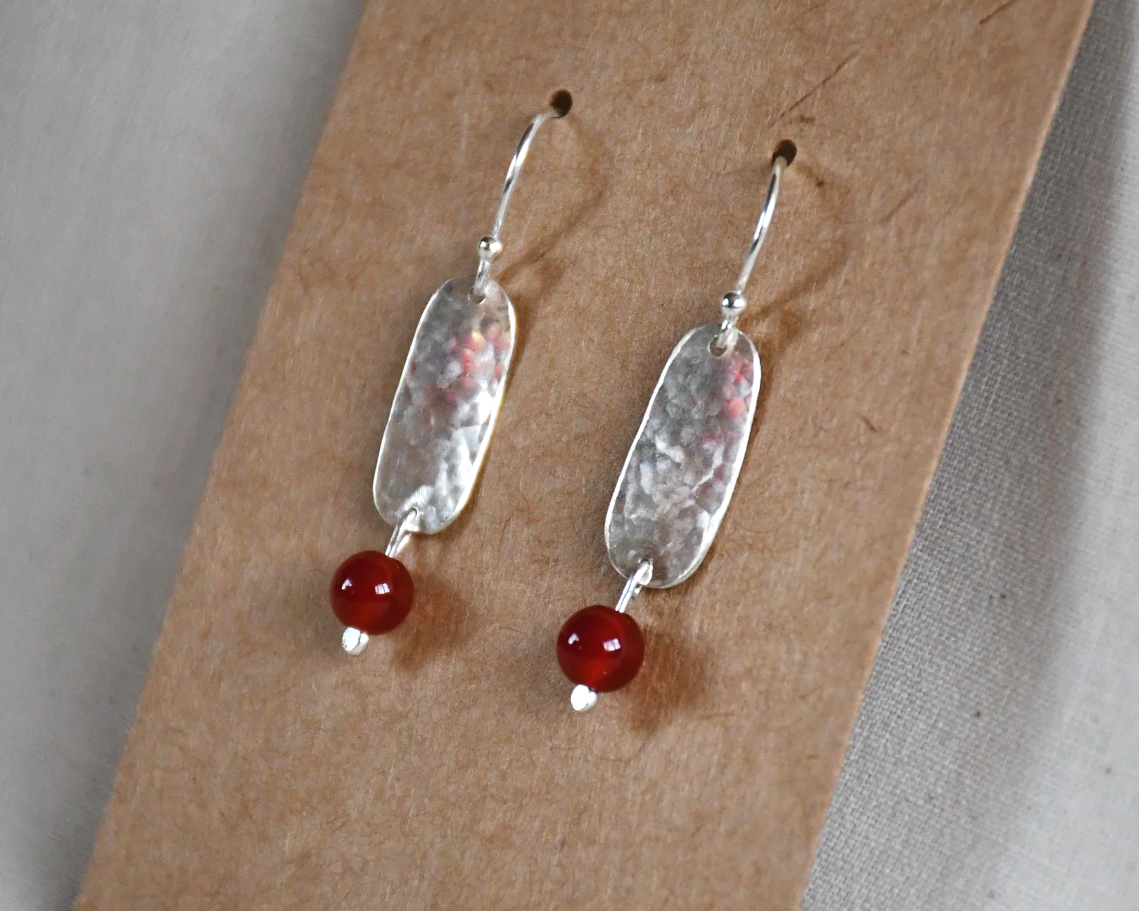 Carnelian Oval Drop Earrings