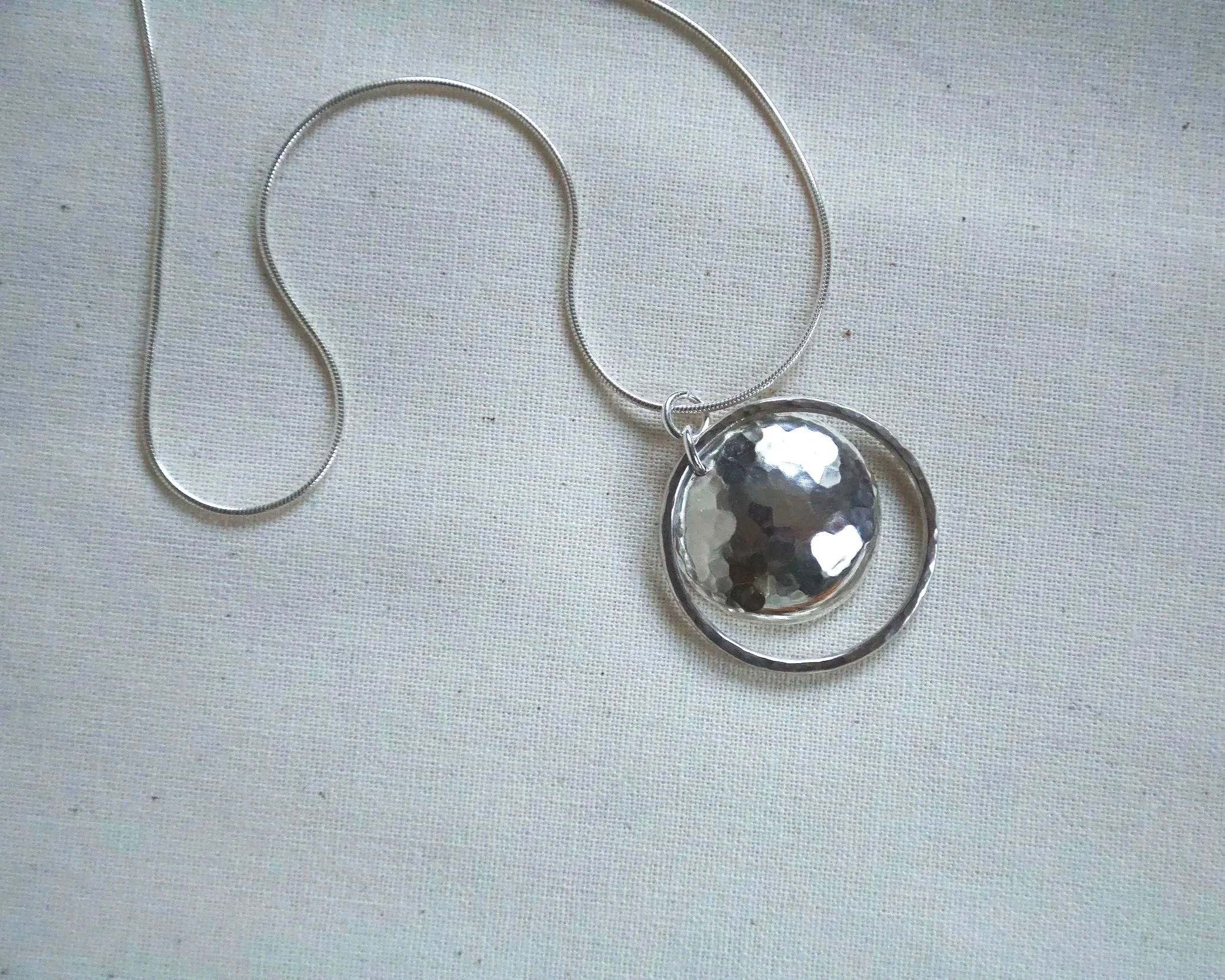 Large Silver Disc Necklace