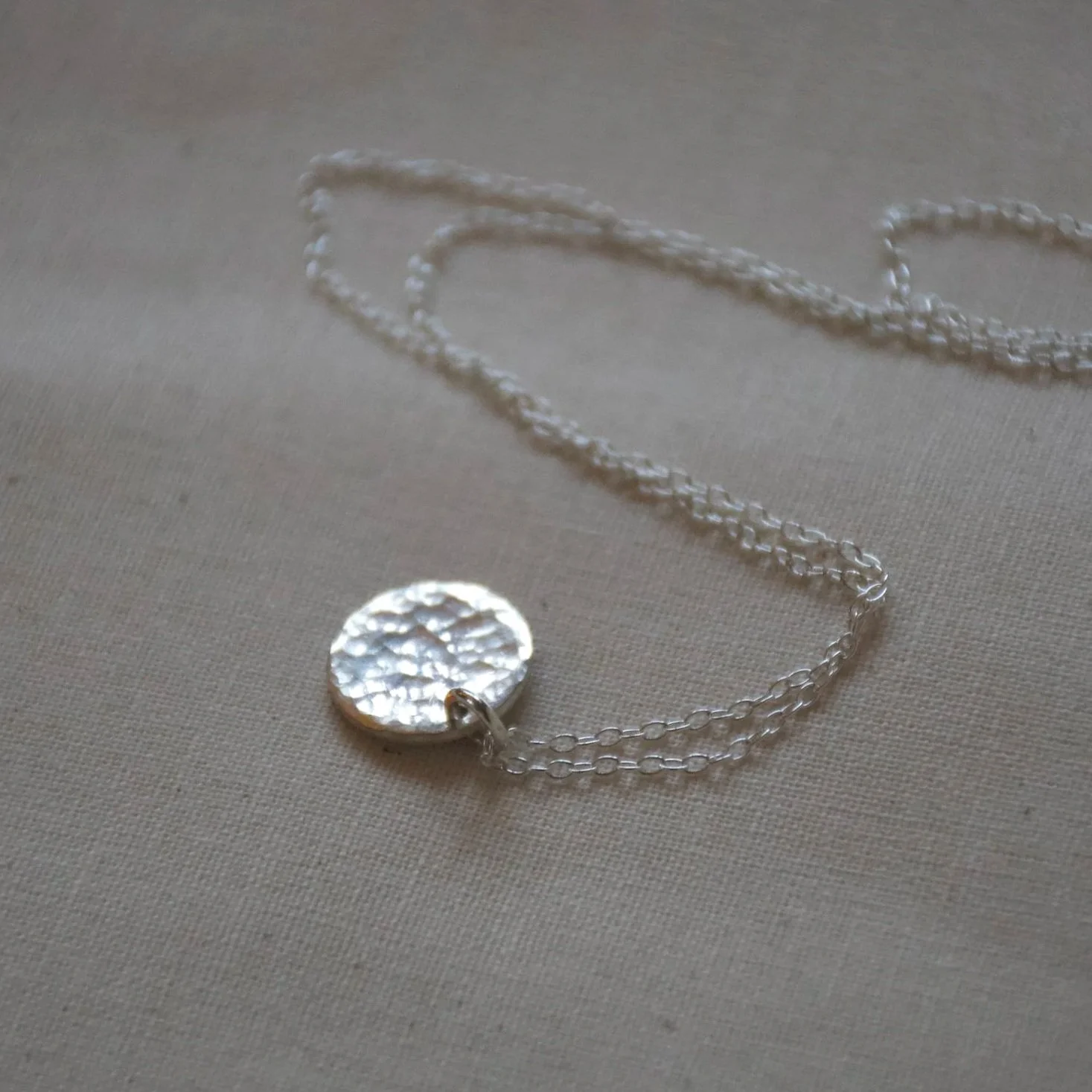 Dainty Silver Disc Necklace