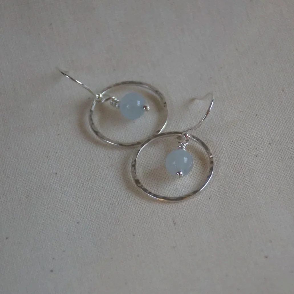 Aquamarine Circle Earrings