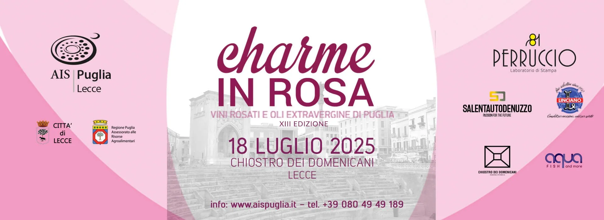 "Charme in rosa" venerdì 18 luglio al Chiostro dei Domenicani di Lecce