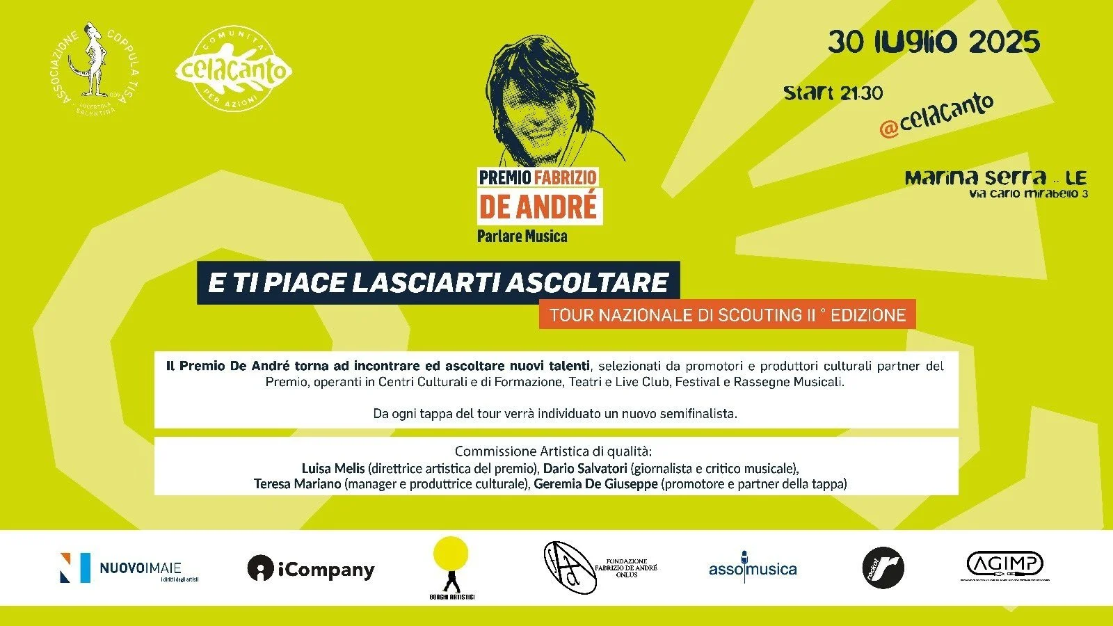 “Premio Fabrizio De André - E ti piace lasciarti ascoltare”