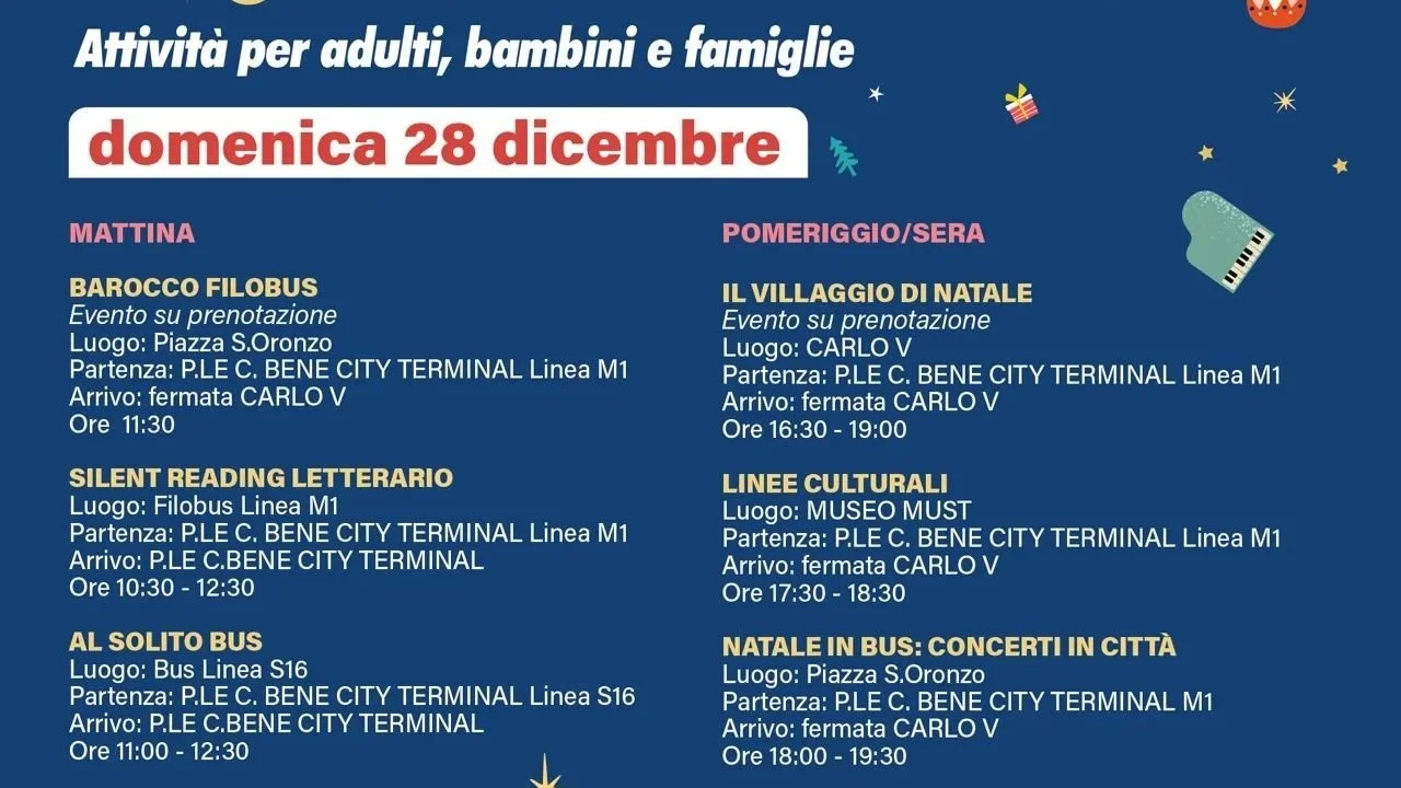 “MAGIA DEL NATALE IN BUS”UNA DOMENICA TRA MUSICA E ARTE