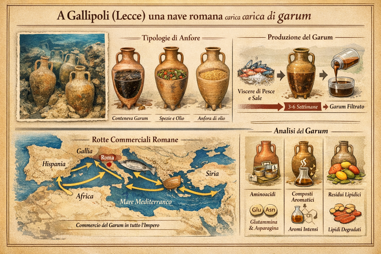A Gallipoli (Lecce) una nave romana carica di garum