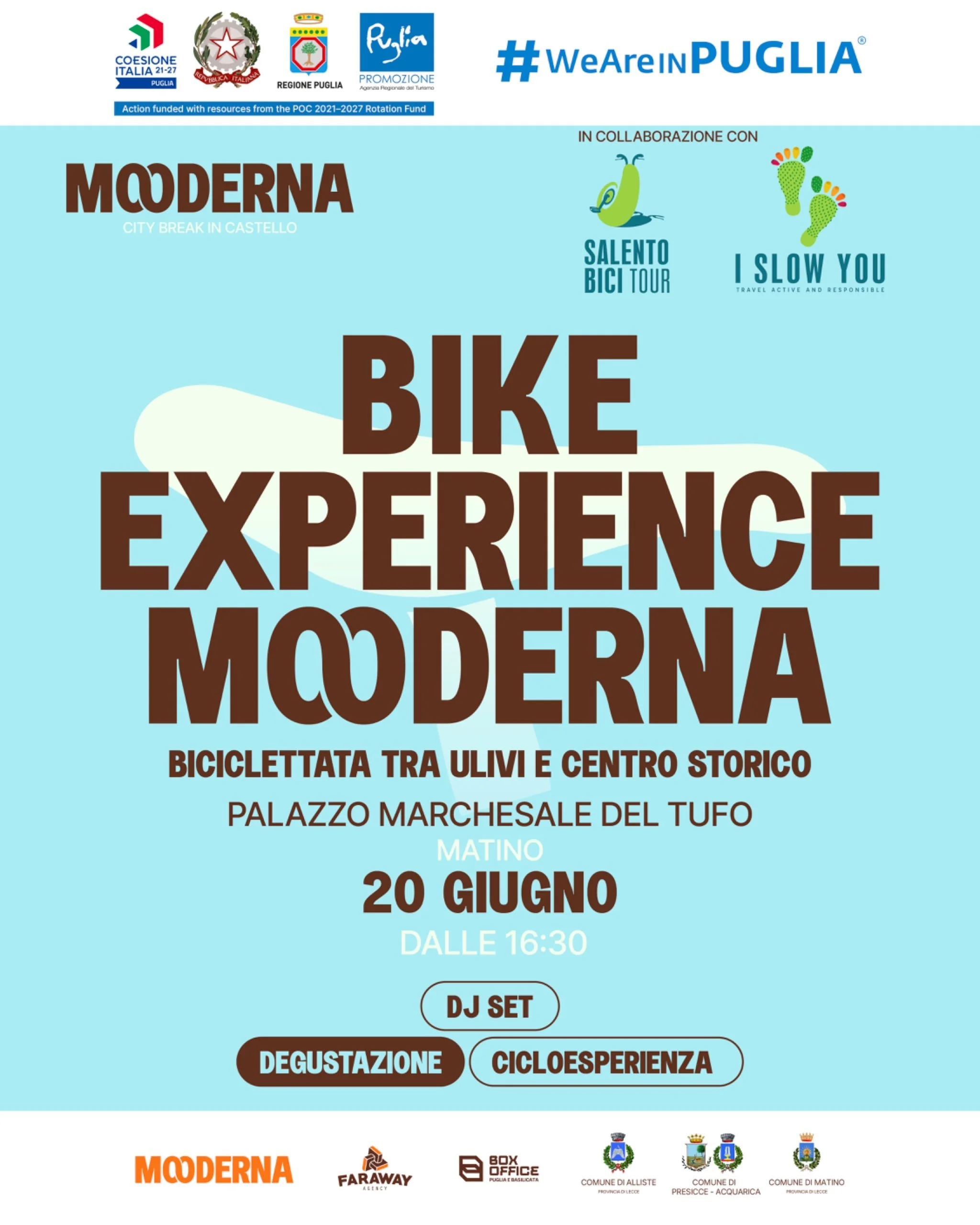 MOODERNA saluta il pubblico con il weekend finale a Matino: dal 19 al 21 giugno musica, arte, esperienze e scoperta del territorio al Palazzo Marchesale del Tufo