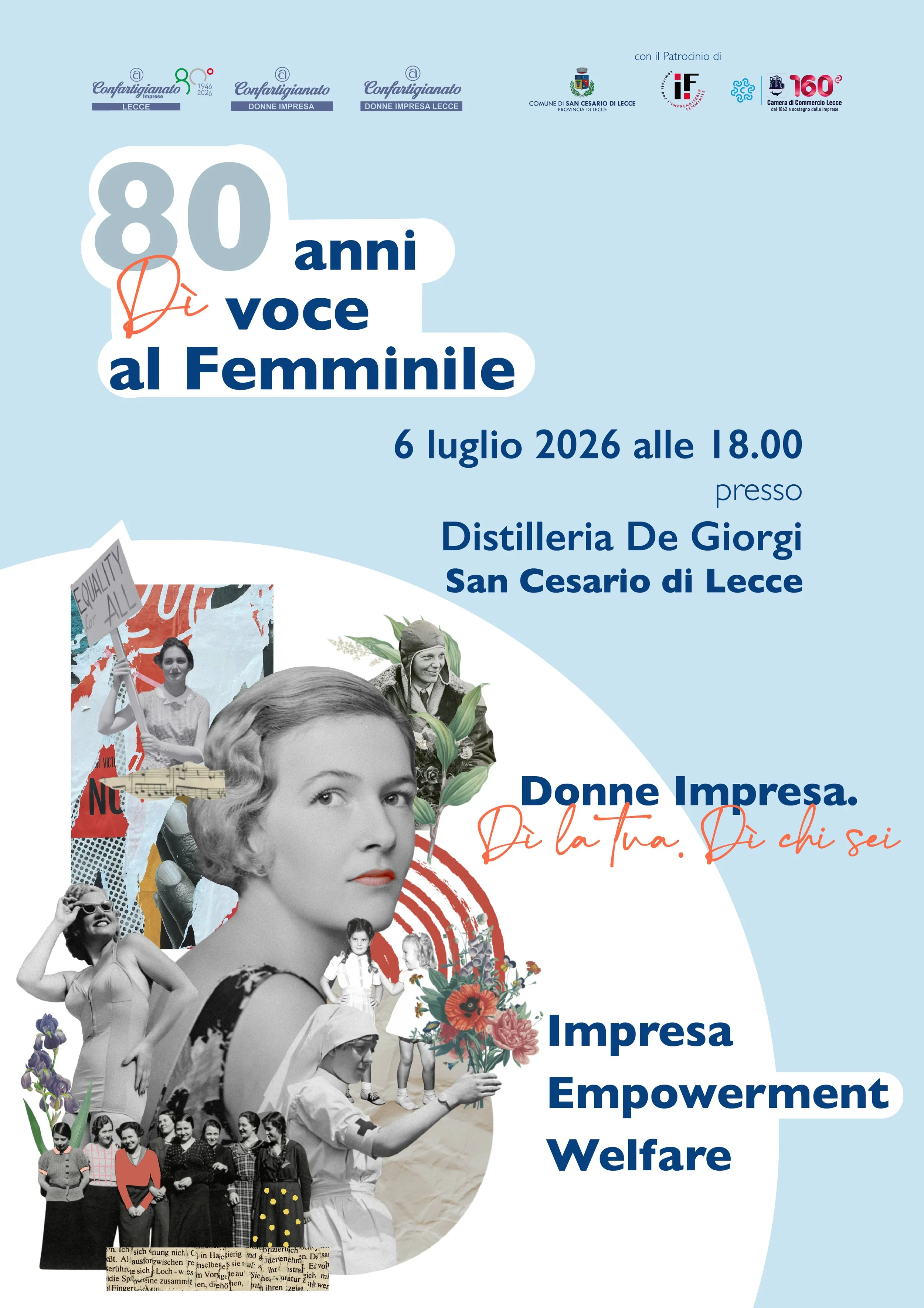 80 anni di voce al Femminile | lunedì 6 luglio, ore 18, Distilleria De Giorgi