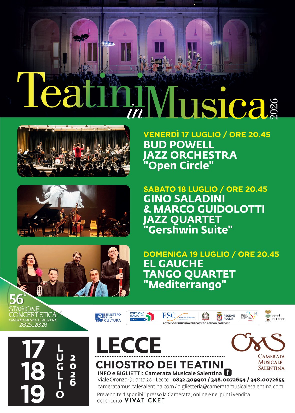 Domenica 19 luglio: "Mediterrango" con El Gauche Tango Quartet e la cantante Elisa Lorena