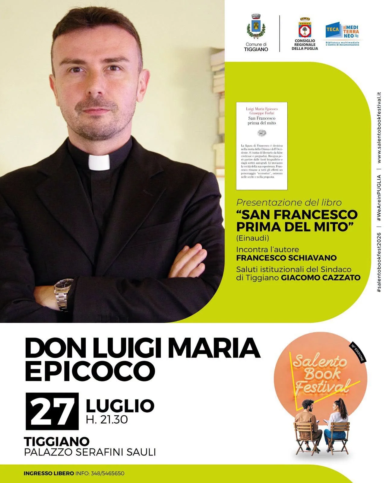 Domani Michela Marzano e Don Luigi Maria Epicoco a Tiggiano per il Salento Book Festival. Martedì evento speciale con Paolo Stella